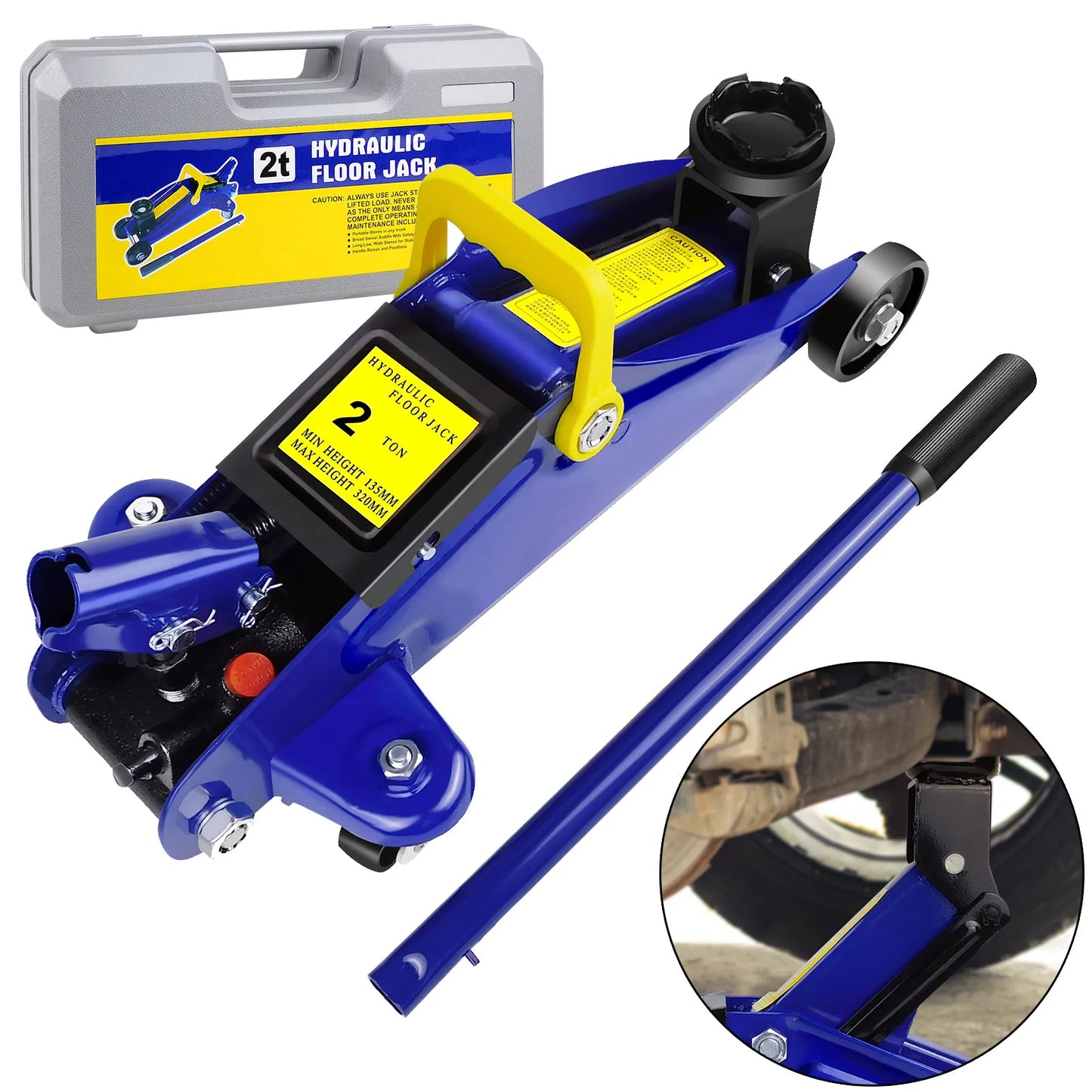 2 Ton Hydraulic Trolley Jack 360 Degree Wheels for Workshop