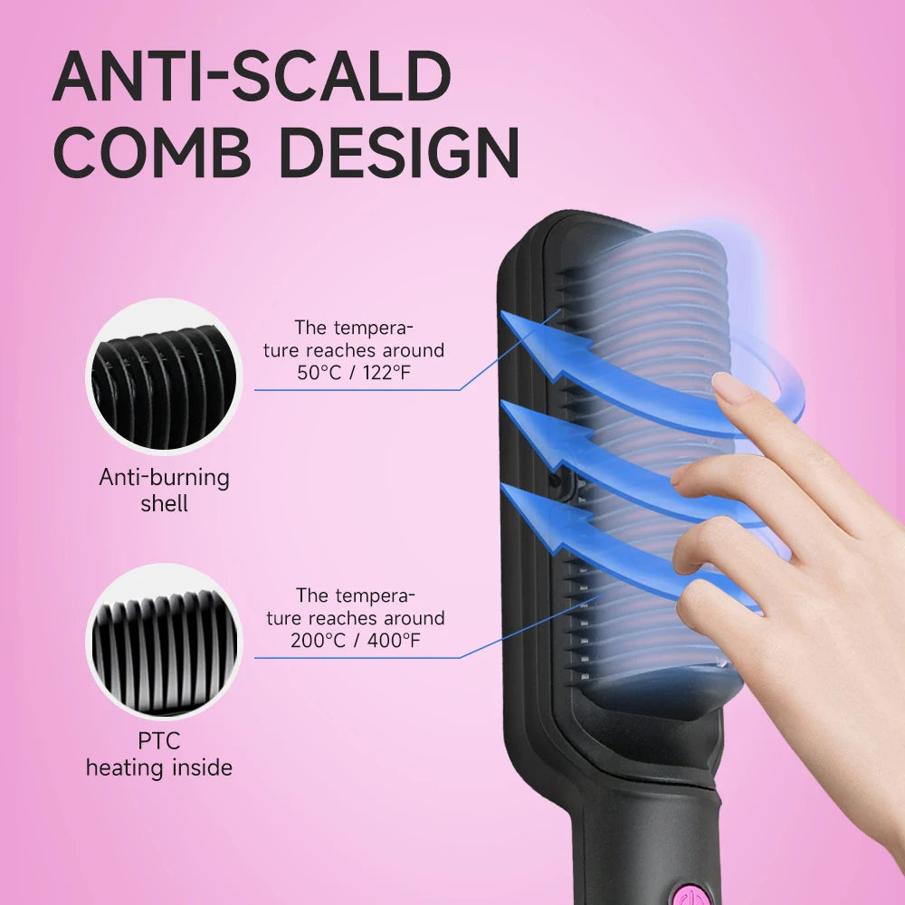 Oudim Hair Straightener Brush With Six Temperature Settings