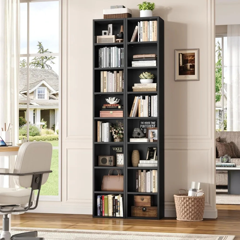 8 Tier Media Tower Rack Adjustable Shelves CD DVD Storage