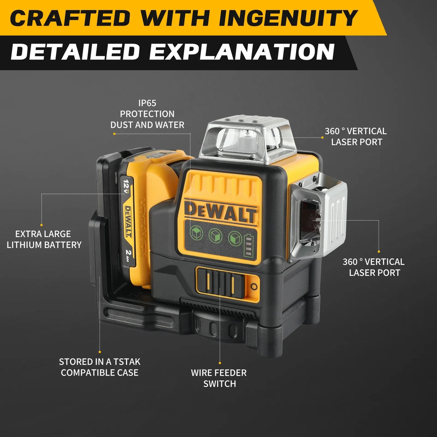 Dewalt DW089LG 12V 12 Line Laser Level 360 Outdoor Green
