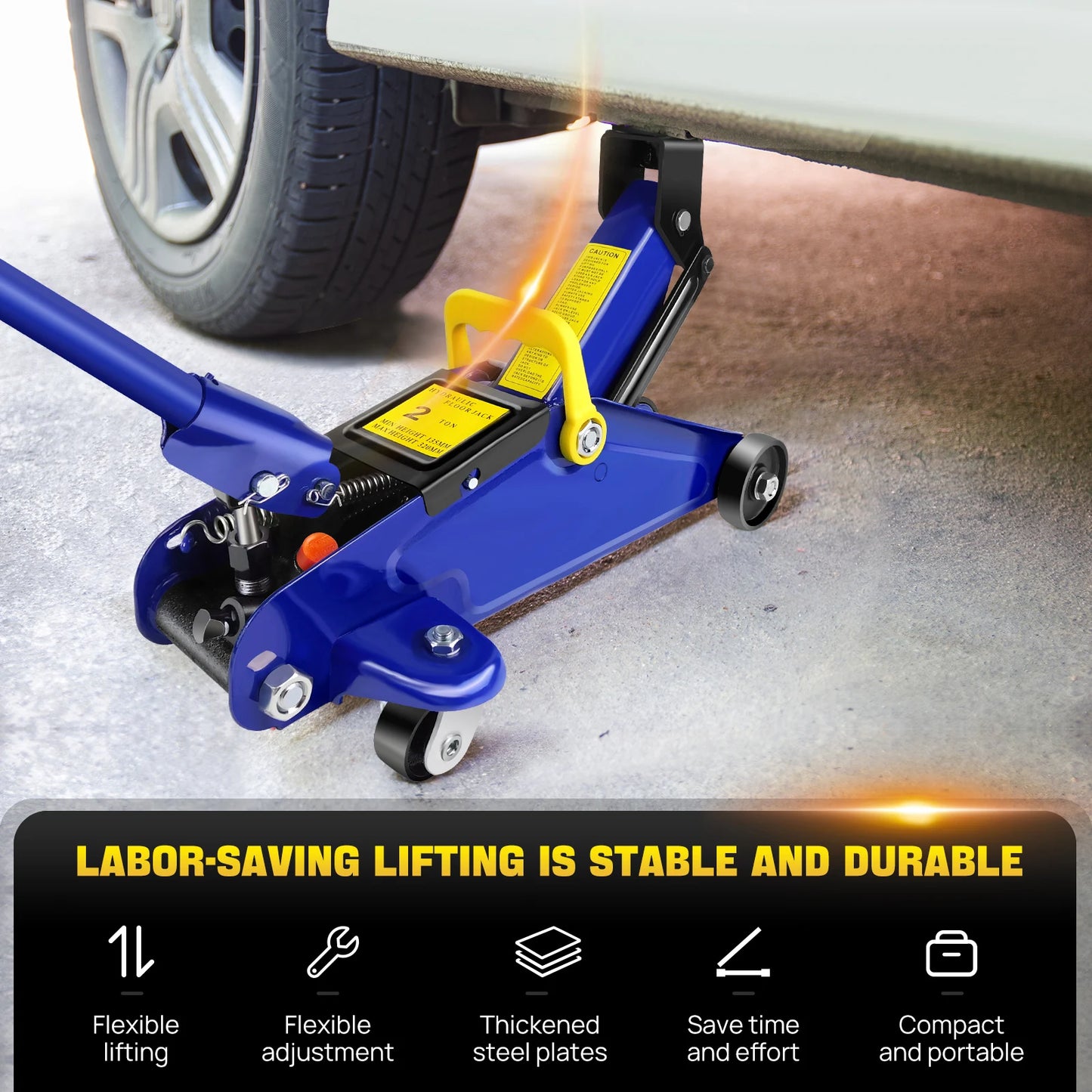 2 Ton Hydraulic Trolley Jack 360 Degree Wheels for Workshop