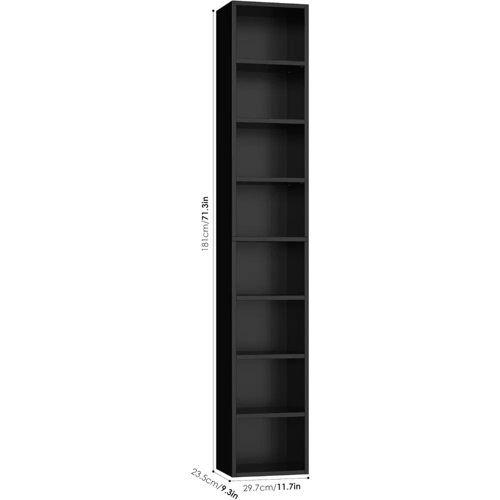 8 Tier Media Tower Rack Adjustable Shelves CD DVD Storage