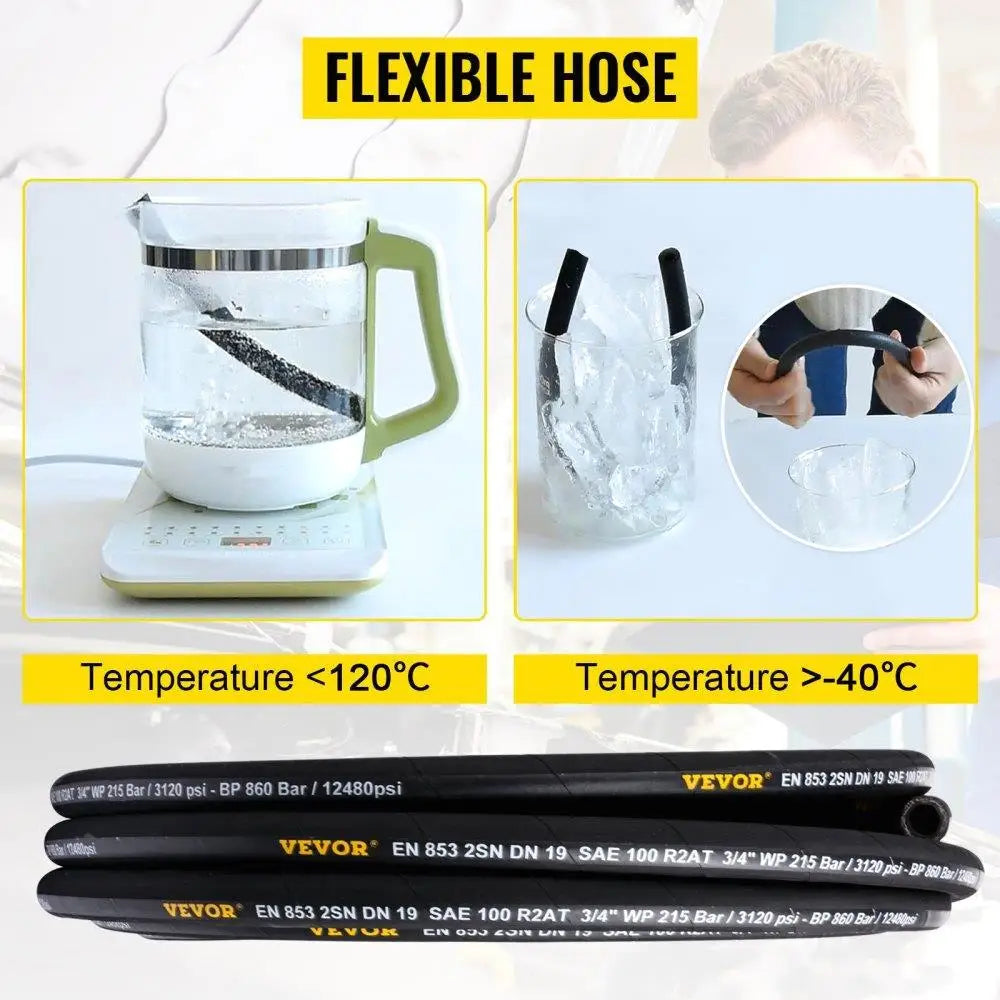 3/8 Inch 100 Ft 4800 PSI Steel Wire Braided Hydraulic Hose
