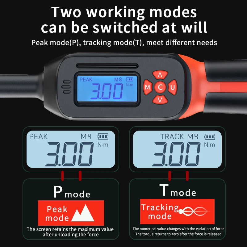 MoveCrab Digital Torque Wrench 1-340 Nm LED Buzzer Alerts