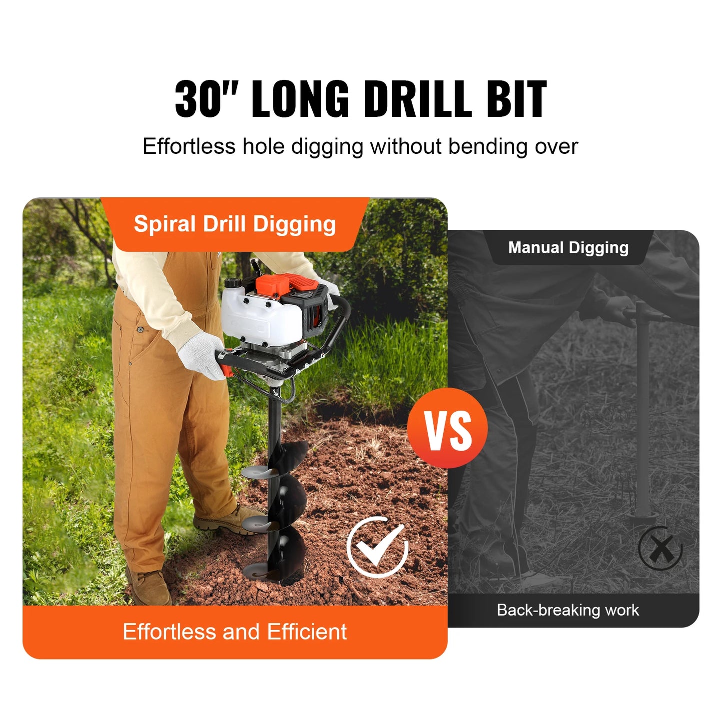 SucceBuy Gas Powered Post Hole Digger Auger 43cc 52cc