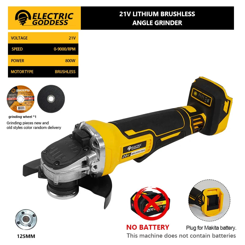 Edog DCG406 Brushless Cordless Grinder Makita 21V Battery