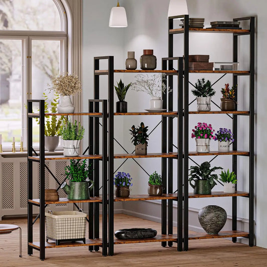 Ironck Six Tier Ladder Shelf Industrial Style Bookcase For Home And Office Decor
