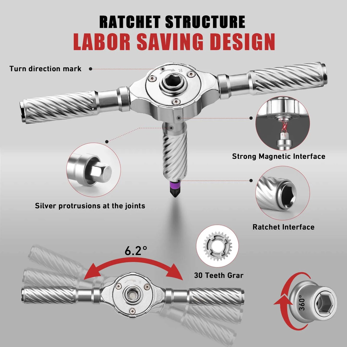 Vman 66in1 Multifunction Ratchet Screwdriver Magnetic Bits