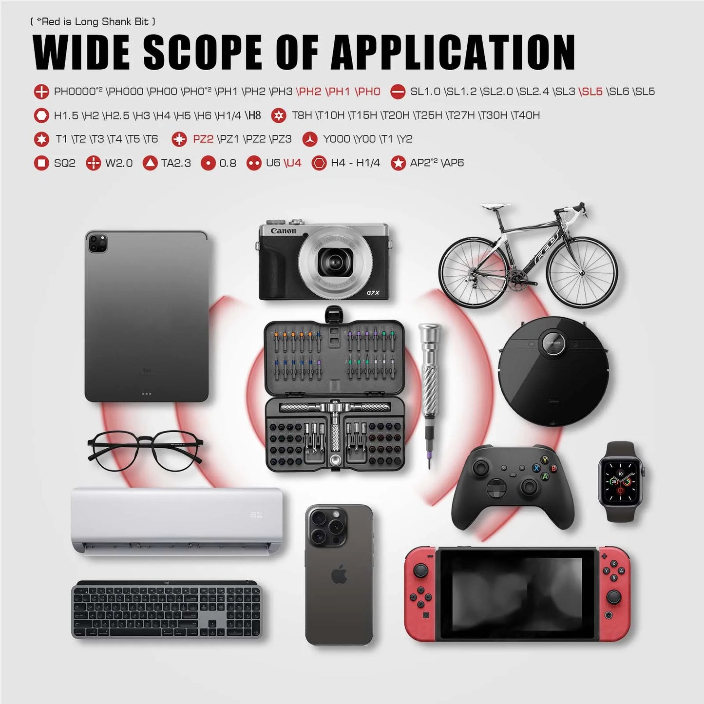 Vman 66in1 Multifunction Ratchet Screwdriver Magnetic Bits