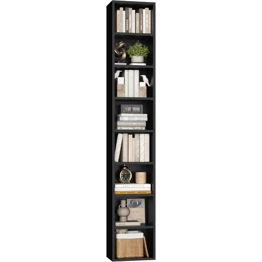 8 Tier Media Tower Rack Adjustable Shelves CD DVD Storage