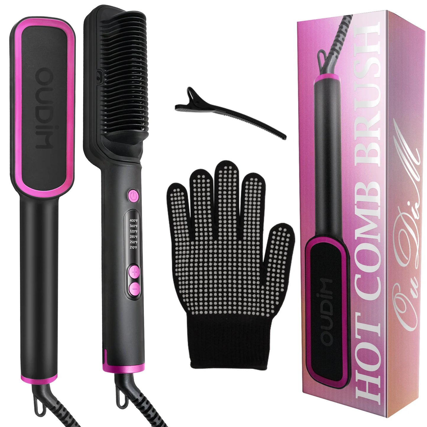 Oudim Hair Straightener Brush With Six Temperature Settings