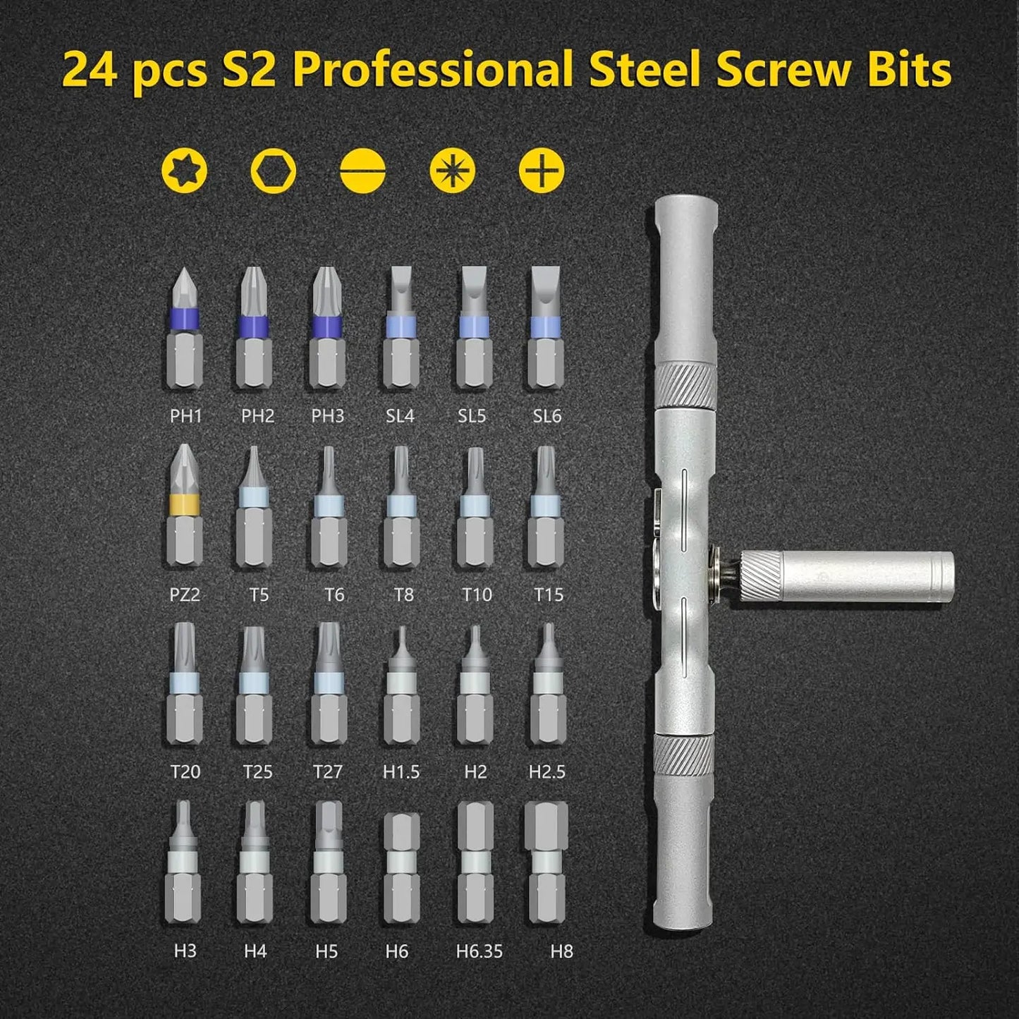 VMAN 24in1 Multifunction Ratchet Screwdriver Set With Bits