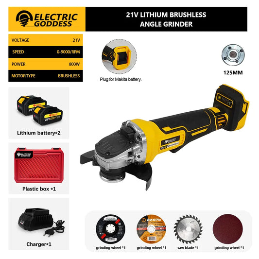Edog DCG406 Brushless Cordless Grinder Makita 21V Battery